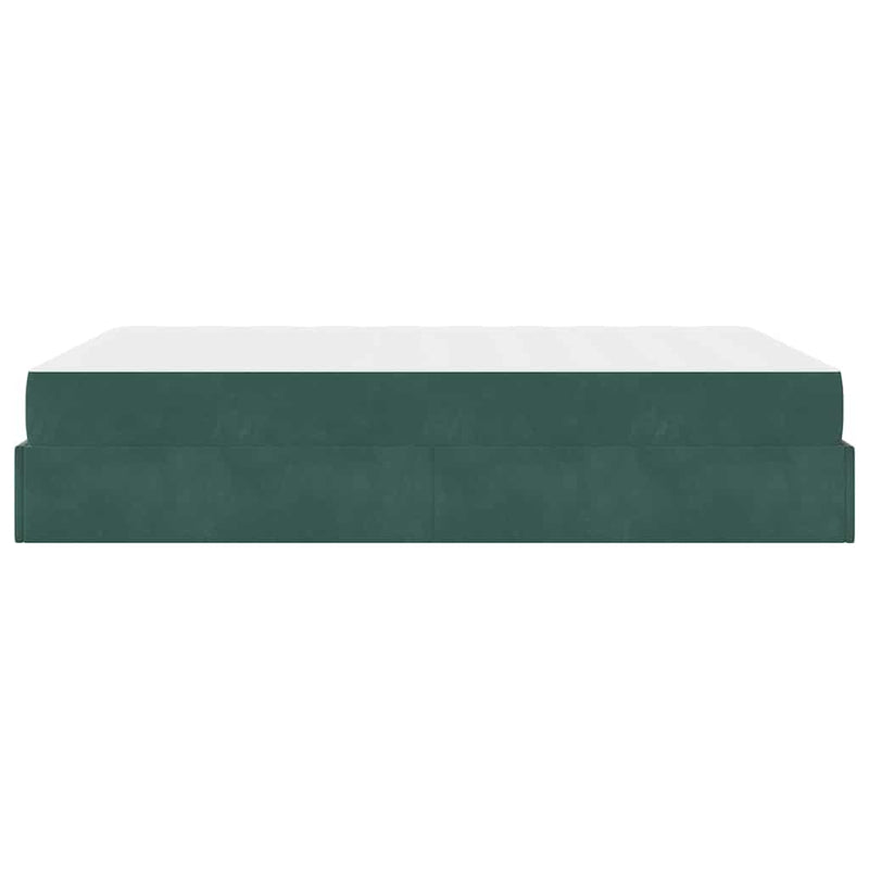 vidaXL Ágykeret Sötétzöld 160 x 200 cm Bársony