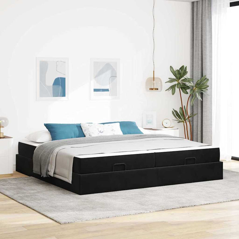vidaXL Ágykeret Fekete 200 x 200 cm Bársony