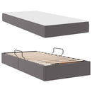 vidaXL Ágy tárolóval és matraccal matracmal tárolóval 2 pcs Szürke Bőr