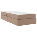 vidaXL Ágy tárolóval és matraccal matracmal 2 pcs Cappuccino Bőr