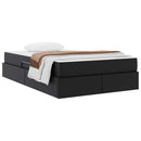 vidaXL Ágy tárolóval és matraccal matracmal tárolóval 2 pcs Fekete Bőr