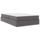 vidaXL Ágy tárolóval és matraccal matracmal tárolóval 2 pcs Szürke Bőr