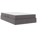 vidaXL Ágy tárolóval és matraccal matracmal tárolóval 2 pcs Szürke Bőr