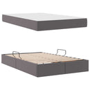 vidaXL Ágy tárolóval és matraccal matracmal tárolóval 2 pcs Szürke Bőr