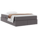 vidaXL Ágy tárolóval és matraccal matracmal tárolóval 2 pcs Szürke Bőr