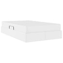 vidaXL Ágy tárolóval és matraccal matracmal tárolóval 2 pcs Fehér Bőr