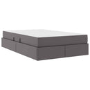 vidaXL Ágy tárolóval és matraccal matracmal tárolóval 2 pcs Szürke Bőr