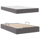 vidaXL Ágy tárolóval és matraccal matracmal tárolóval 2 pcs Szürke Bőr