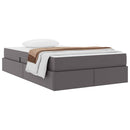 vidaXL Ágy tárolóval és matraccal matracmal tárolóval 2 pcs Szürke Bőr
