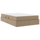 vidaXL Ágy tárolóval és matraccal matracmal 2 pcs Cappuccino Bőr