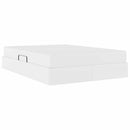 vidaXL Ágy tárolóval és matraccal matracmal tárolóval 2 pcs Fehér Bőr
