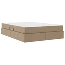 vidaXL Ágy tárolóval és matraccal matracmal 2 pcs Cappuccino Bőr