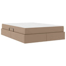 vidaXL Ágy tárolóval és matraccal matracmal 2 pcs Cappuccino Bőr