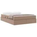 vidaXL Ágy tárolóval és matraccal matracmal 2 pcs Cappuccino Bőr