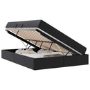 vidaXL Ágy tárolóval és matraccal matracmal tárolóval 2 pcs Fekete Bőr