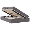 vidaXL Ágy tárolóval és matraccal matracmal tárolóval 2 pcs Szürke Bőr