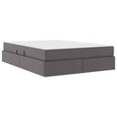 vidaXL Ágy tárolóval és matraccal matracmal tárolóval 2 pcs Szürke Bőr
