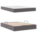 vidaXL Ágy tárolóval és matraccal matracmal tárolóval 2 pcs Szürke Bőr
