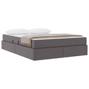 vidaXL Ágy tárolóval és matraccal matracmal tárolóval 2 pcs Szürke Bőr