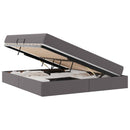 vidaXL Ágy tárolóval és matraccal matracmal tárolóval 2 pcs Szürke Bőr