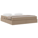 vidaXL Ágy tárolóval és matraccal matracmal 2 pcs Cappuccino Bőr