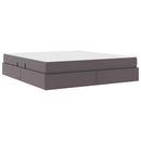 vidaXL Ágy tárolóval és matraccal matracmal tárolóval 2 pcs Szürke Bőr