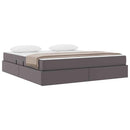 vidaXL Ágy tárolóval és matraccal matracmal tárolóval 2 pcs Szürke Bőr