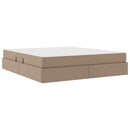 vidaXL Ágy tárolóval és matraccal matracmal 2 pcs Cappuccino Bőr