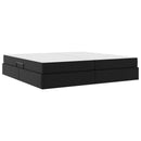 vidaXL Ágy tárolóval és matraccal matracmal tárolóval 2 pcs Fekete Bőr
