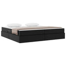 vidaXL Ágy tárolóval és matraccal matracmal tárolóval 2 pcs Fekete Bőr