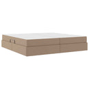 vidaXL Ágy tárolóval és matraccal matracmal 2 pcs Cappuccino Bőr