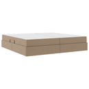 vidaXL Ágy tárolóval és matraccal matracmal 2 pcs Cappuccino Bőr