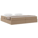 vidaXL Ágy tárolóval és matraccal matracmal 2 pcs Cappuccino Bőr