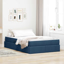 vidaXL Ágy tárolóval és matraccal Kék 120 x 190 cm Poliészter
