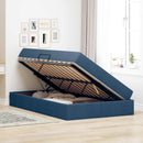 vidaXL Ágy tárolóval és matraccal Kék 120 x 190 cm Poliészter