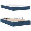 vidaXL Ágy tárolóval és matraccal Kék 120 x 190 cm Poliészter