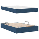 vidaXL Ágy tárolóval és matraccal Kék 120 x 200 cm Poliészter