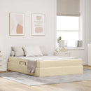 vidaXL Ágy tárolóval és matraccal Krém 140 x 190 cm Poliészter