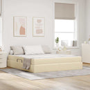 vidaXL Ágy tárolóval és matraccal Krém 160 x 200 cm Poliészter