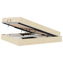 vidaXL Ágy tárolóval és matraccal Krém 200 x 200 cm Poliészter