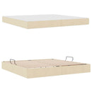 vidaXL Ágy tárolóval és matraccal Krém 200 x 200 cm Poliészter