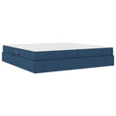 vidaXL Ágy tárolóval és matraccal Kék 200 x 200 cm Poliészter
