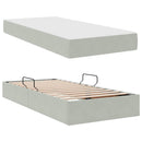 vidaXL Ágy tárolóval és matraccal Világosszürke 90 x 200 cm Bársony