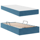 vidaXL Ágy tárolóval és matraccal Sötét kék 90 x 200 cm Bársony