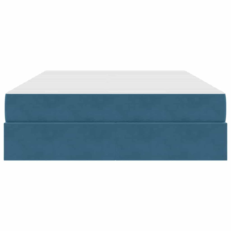 vidaXL Ágy tárolóval és matraccal Sötét kék 140 x 190 cm Bársony