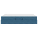 vidaXL Ágy tárolóval és matraccal Sötét kék 140 x 190 cm Bársony
