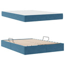 vidaXL Ágy tárolóval és matraccal Sötét kék 140 x 200 cm Bársony