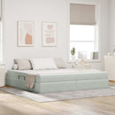 vidaXL Ágy tárolóval és matraccal Világosszürke 200 x 200 cm Bársony