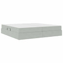 vidaXL Ágy tárolóval és matraccal Világosszürke 200 x 200 cm Bársony