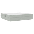 vidaXL Ágy tárolóval és matraccal Világosszürke 200 x 200 cm Bársony